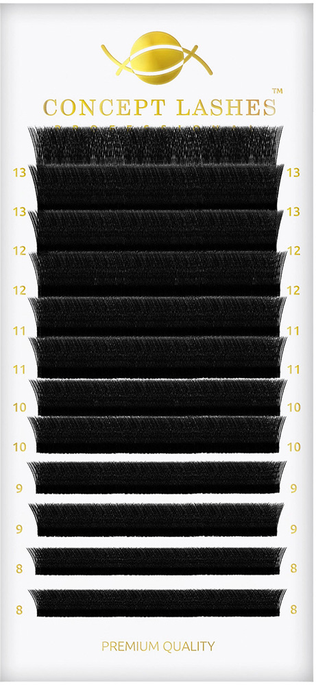 2D ресницы черные D 0.07 8-13 мм