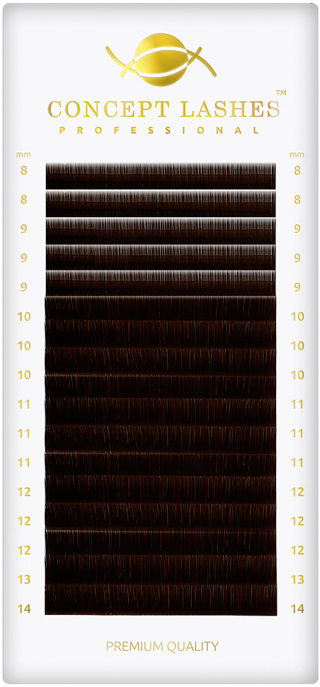 Ресницы тёмно-коричневые D 0.10 8-14 мм