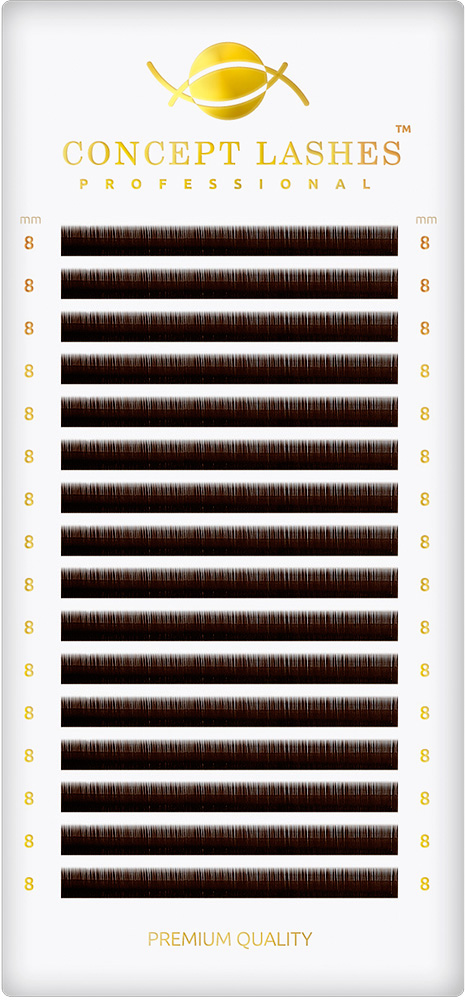 Ресницы тёмно-коричневые C 0.10 8 мм