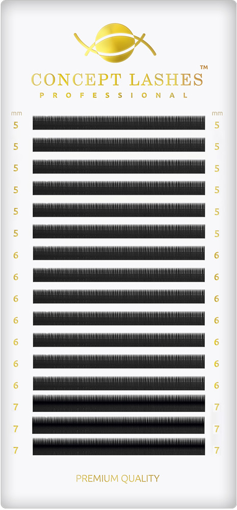 Ресницы чёрные C 0.10 5-7 мм